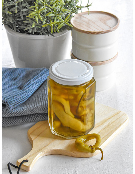 270ml SCHRAUBGLAS - TO 63 inkl. Deckel weiss (6er)