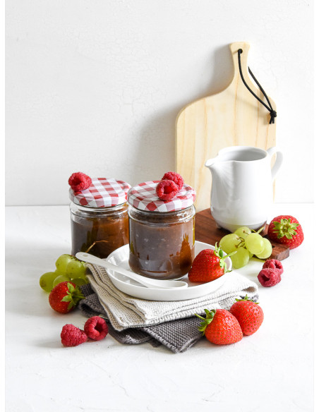 212ml SCHRAUBGLAS - TO 63 inkl. Deckel rot-weiss-karo (6er)