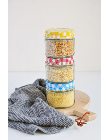 Schraubdeckel GPI 70 gelb-weiss-karo... Schraubdeckel GPI 70 gelb-weiss-karo...