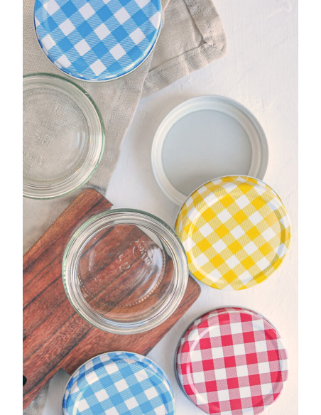 Schraubdeckel GPI 70 blau-weiss-karo (4er)