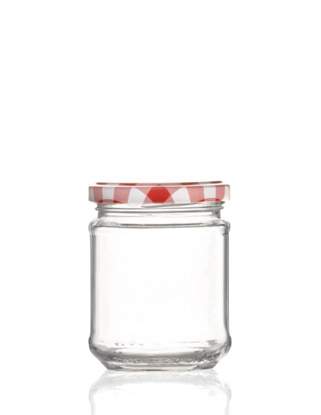 212ml SCHRAUBGLAS - TO 63 inkl. Deckel rot-weiss-karo (6er)