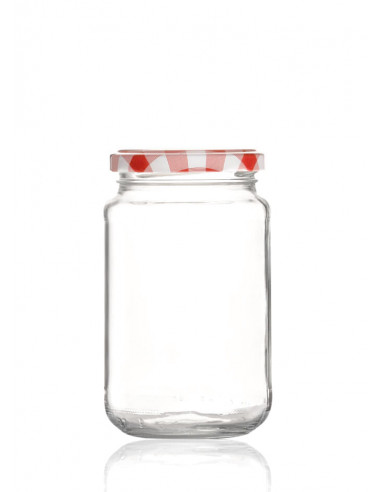370 ml Schraubglas - TO 63 inkl. Deckel rot-weiss-karo (6er)