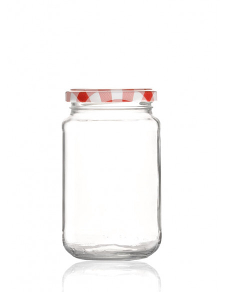 370 ml Schraubglas - TO 63 inkl. Deckel rot-weiss-karo (6er)