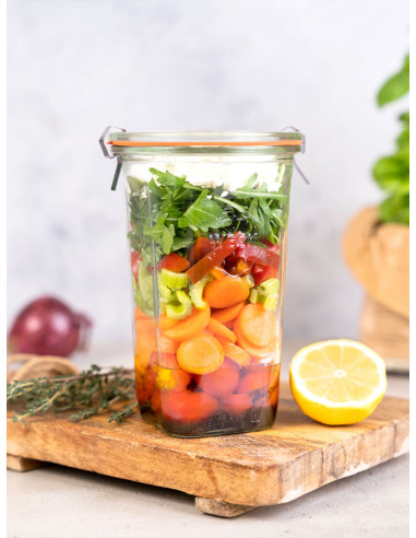 795ml WECK-Quadro-Glas - komplett