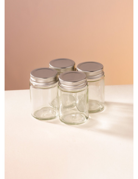 195ml SCHRAUBGLAS - GPI 56 inkl. Deckel silber (4er)