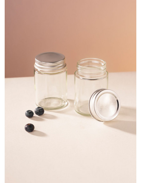 195ml SCHRAUBGLAS - GPI 56 inkl. Deckel silber (4er)