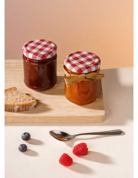 212ml SCHRAUBGLAS - TO 63 inkl. Deckel rot-weiss-karo (6er)